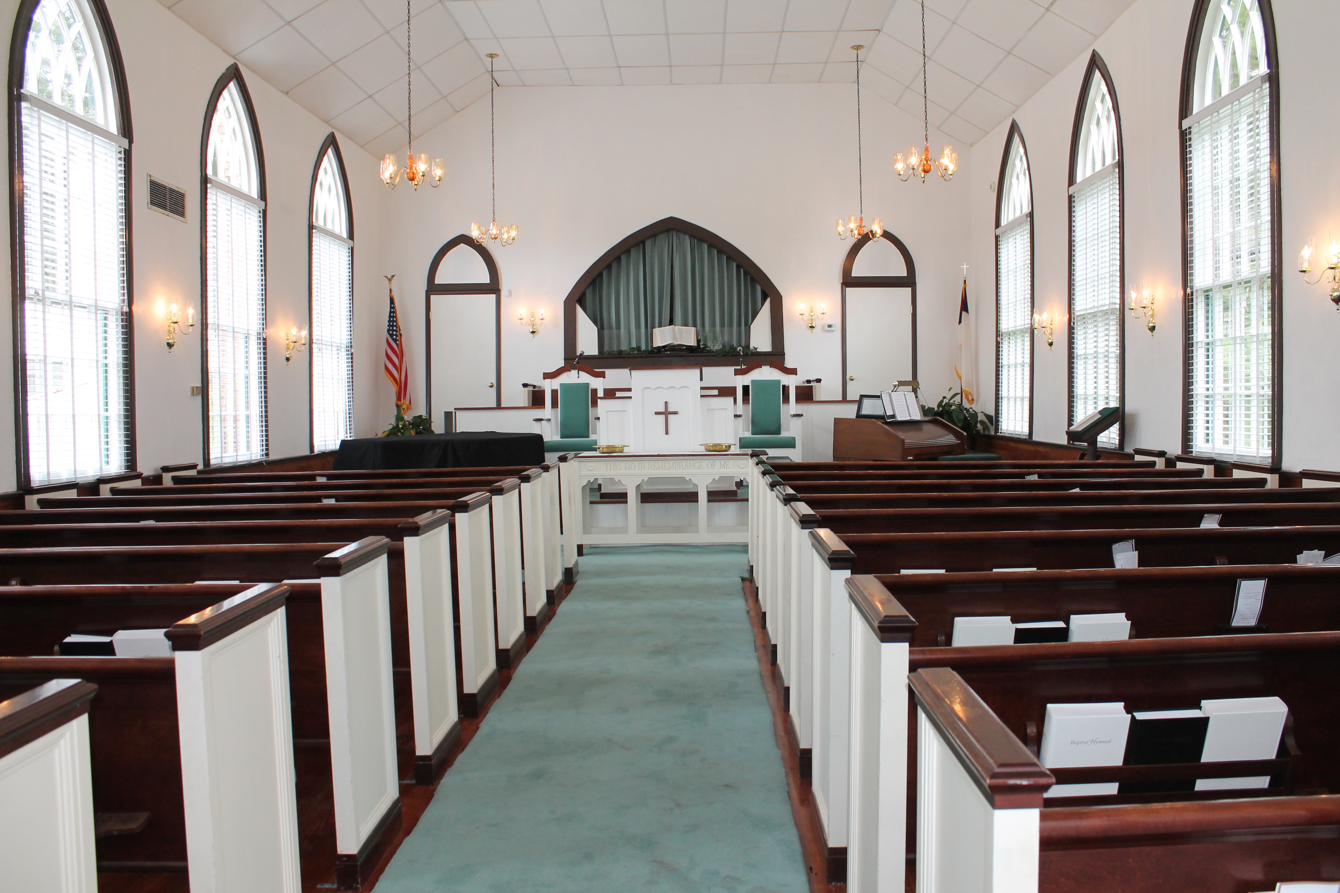 Interior of Robertville Baptist Church