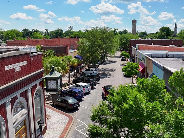 Downtown Walterboro aerial image of main street Walterboro, South Carolina